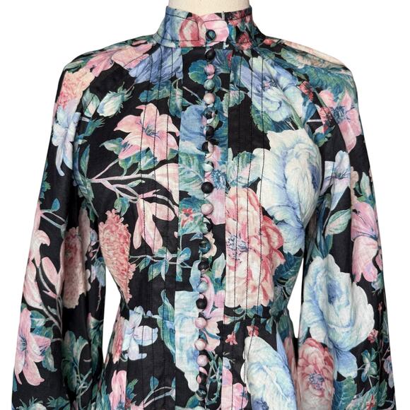 Zimmermann Verity Rouleau Short Linen Floral Dress, size 0 / US 4 - Picture 4 of 7